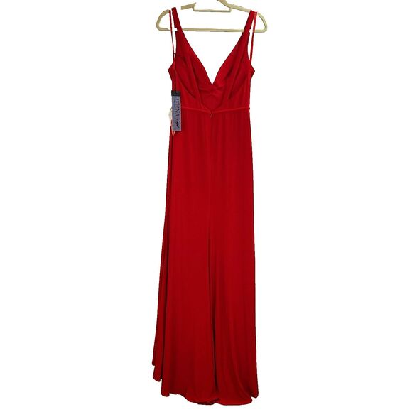 New MAC DUGGAL 25846 Red Sleeveless Plunge Neck High Slit Gown Women's (6) $278 - Picture 8 of 13